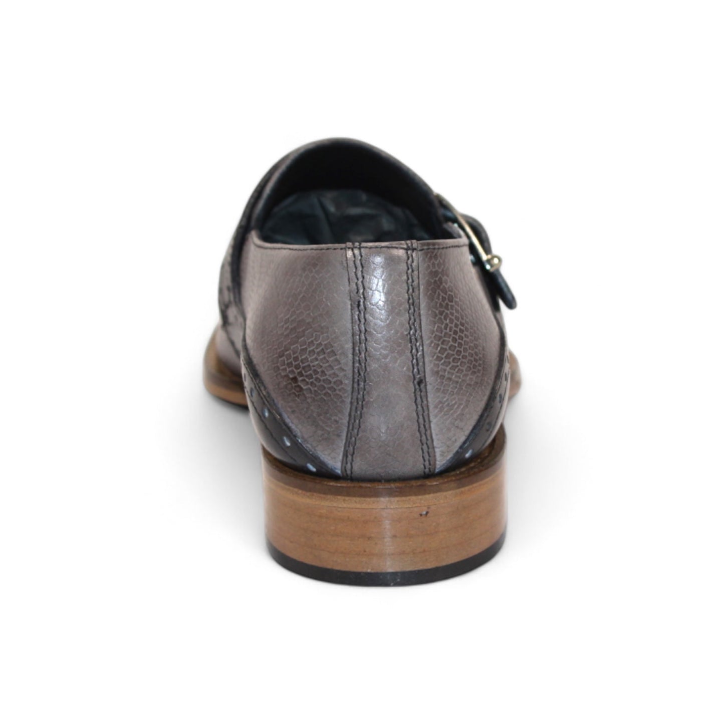 Duca Sezze Men's Shoes Light Grey/Dark Grey Snake Print/Calf-Skin Leather Loafers (D1171)-AmbrogioShoes