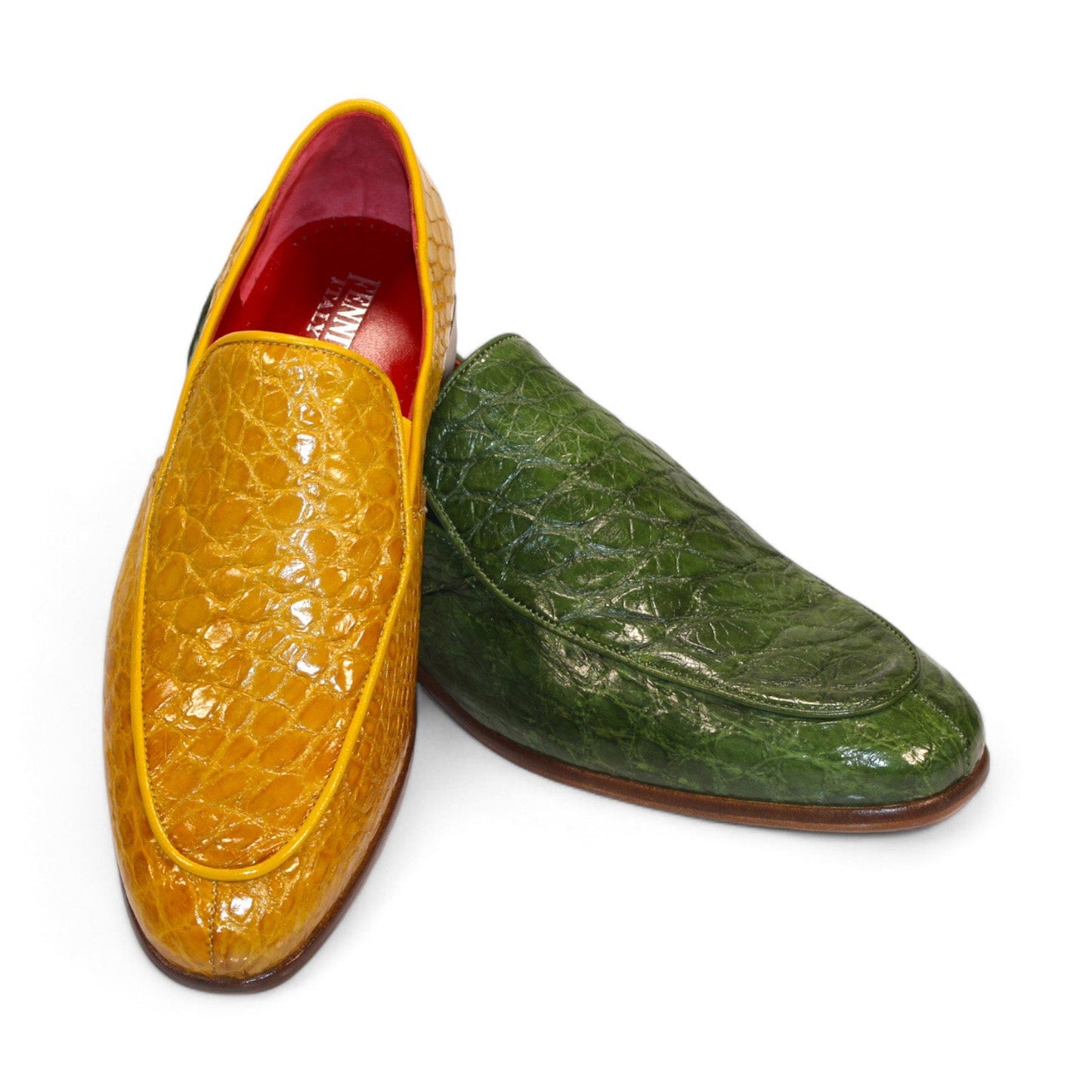 Fennix Easton Men's Shoes Green Alligator Exotic Loafers (FX1153)-AmbrogioShoes