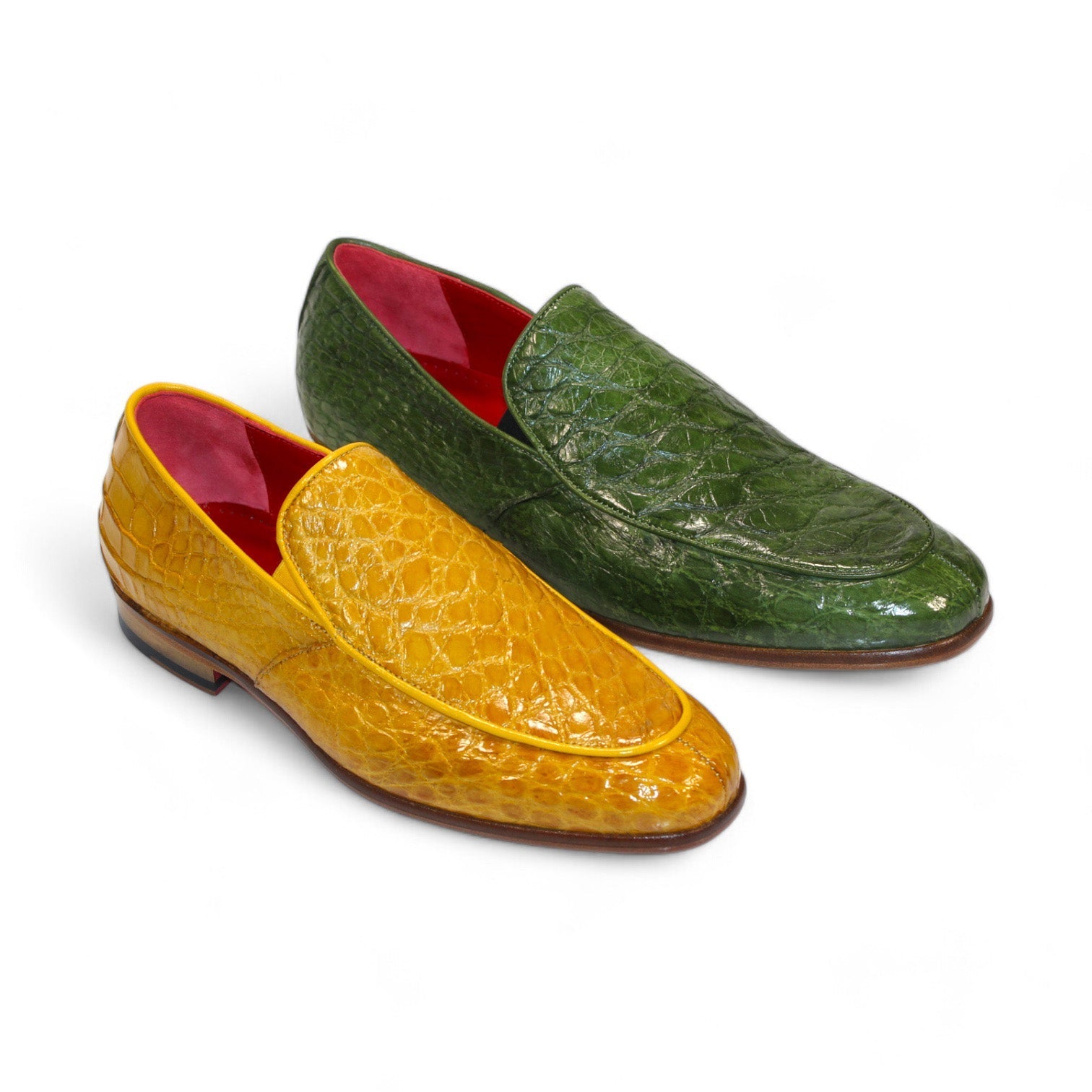 Fennix Easton Men's Shoes Mustard Alligator Exotic Loafers (FX1154)-AmbrogioShoes
