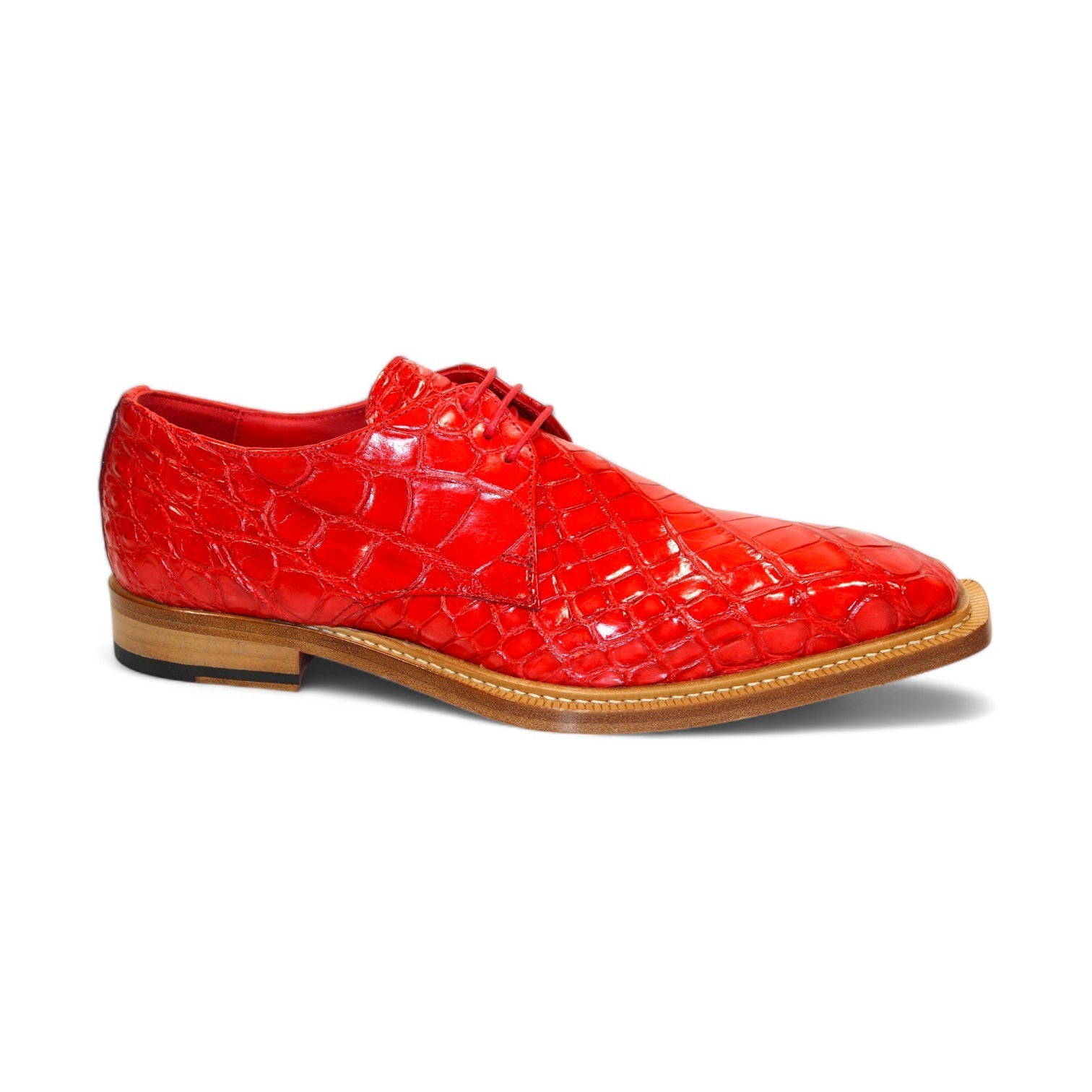 Fennix Rowan Men's Shoes Red Alligator Oxfords (FX1165)-AmbrogioShoes